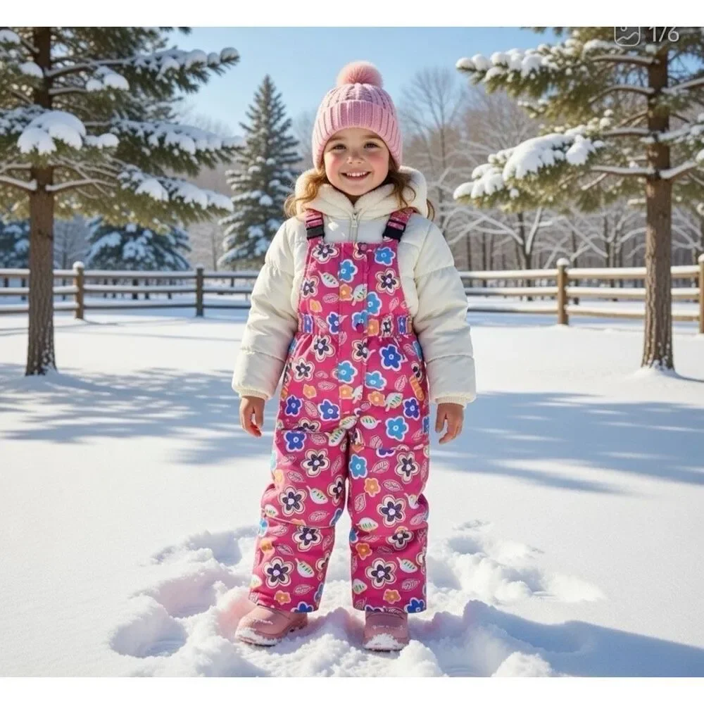Hanna Andersson Girl Pink Floral Snow/Ski Overall 90 -2T